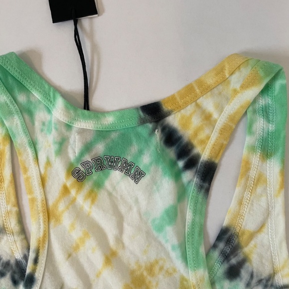 NWT- SPRWMN Tie Dye Green Cotton Tank Top Women's Medium, Colorful Boho - Picture 8 of 8